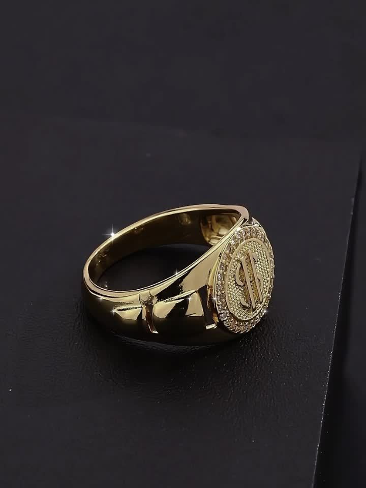 Luxury Avant-Garde Dollar Sign Ring with Cubic Zirconia Accents - Copper Band, Ideal for Parties, Thanksgiving, Christmas & Everyday Wear, Perfect Gift for Men and Women, Festive Jewelry|Avant-garde Ring|Copper Band Rin