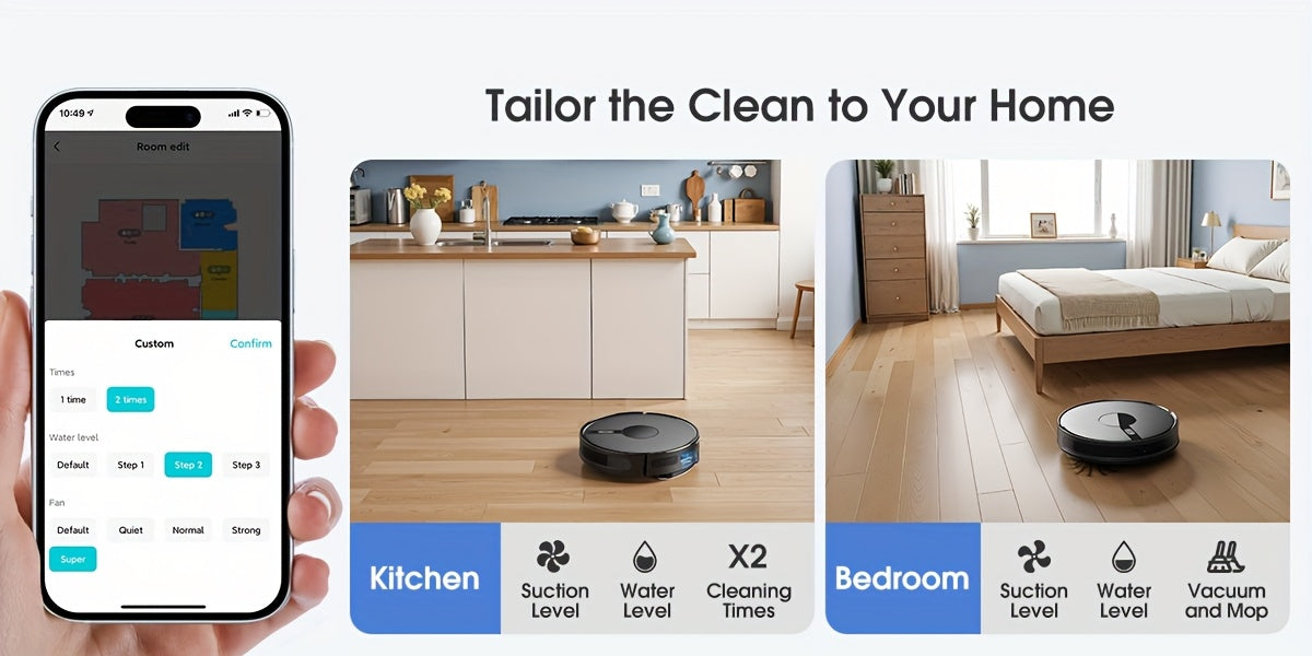 Lubluelu B40 Robot Vacuum Cleaner - 3 in 1 Mop 6500Pa