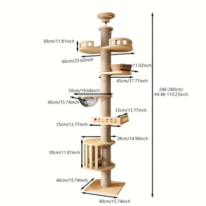 Cat Tree Tower - Multiple Platforms Scratching Posts Wooden