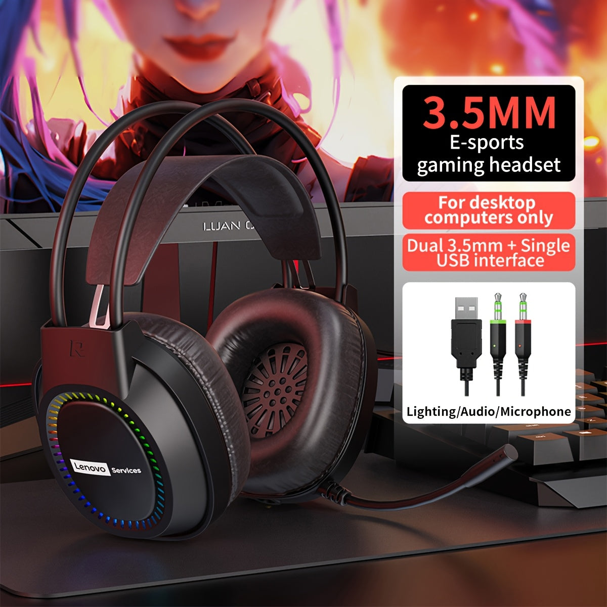 Lenovo Headset 7.1 Surround - RGB with Noise Cancelling Mic
