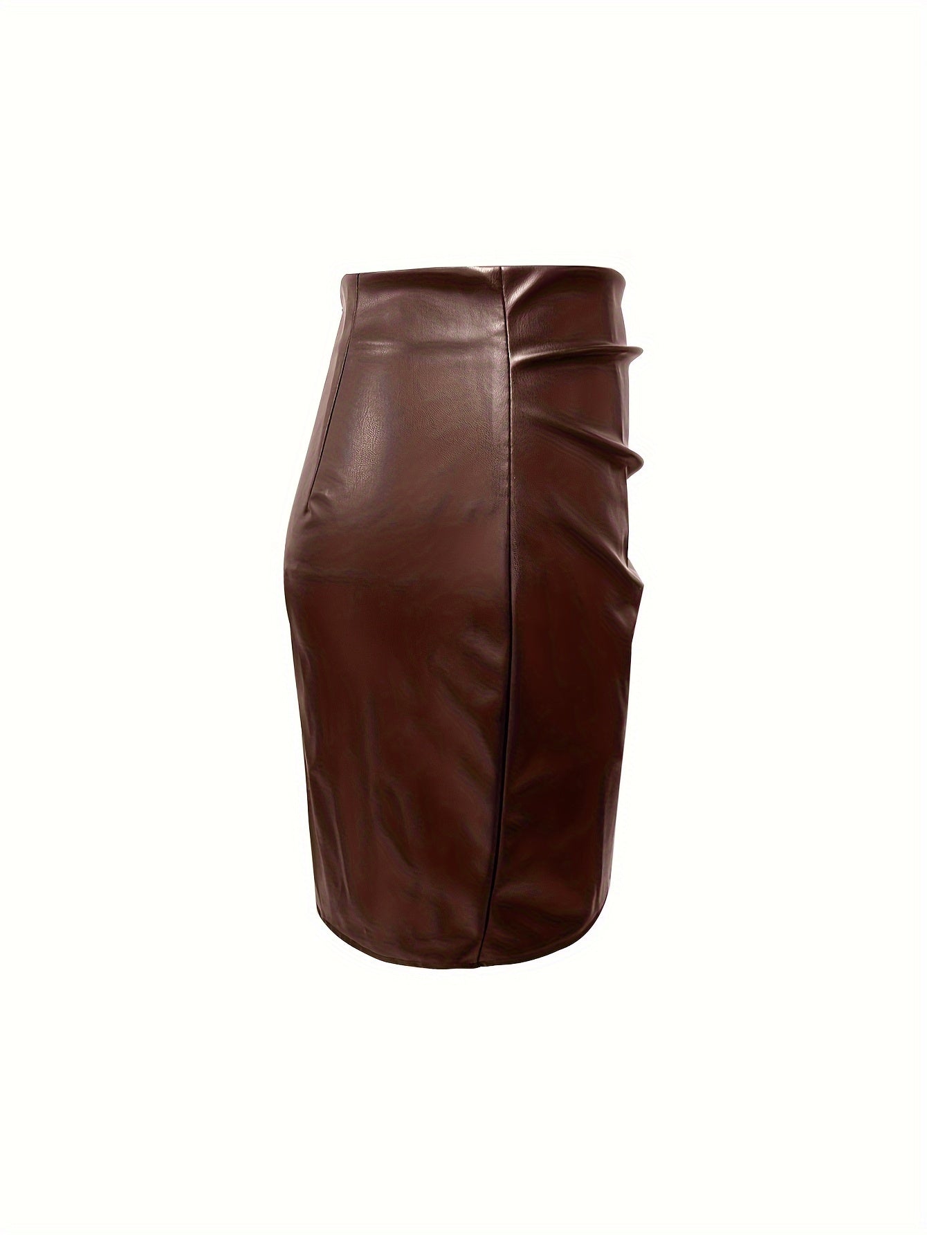 Women's Elegant PU Leather Skirt - Solid Color Half Skirt