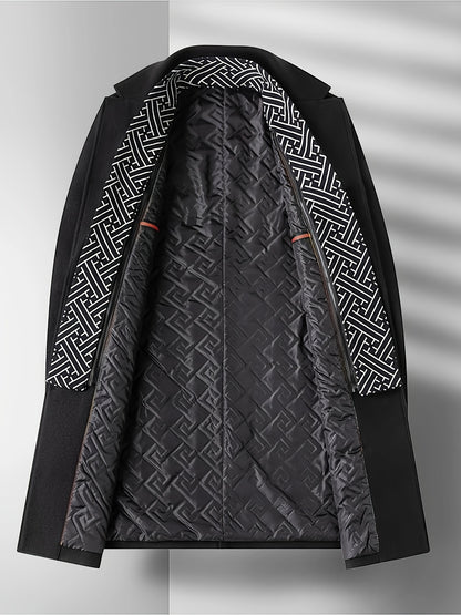 Men's Autumn Winter Thickened Tweed Jacket - Detachable Scarf