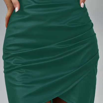 Women's Elegant PU Leather Skirt - Solid Color Half Skirt