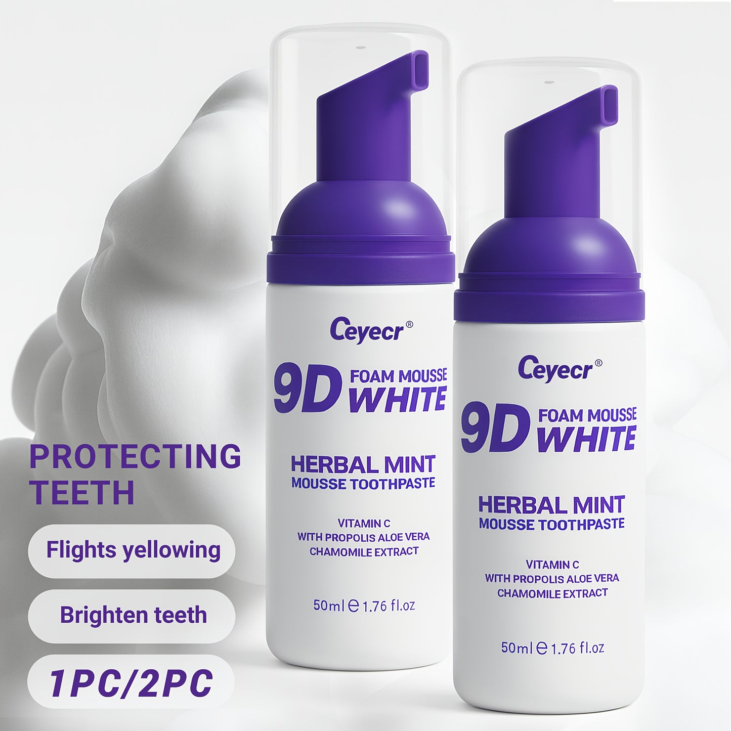 Ceyecr Teeth Cleaning Mint Mousse 50ml - Brightening & Fresh Breath