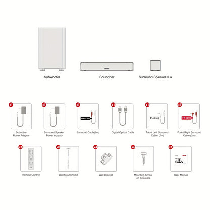 ULTIMEA 7.1ch Surround Sound Bar - 330W 4 Speakers TV System