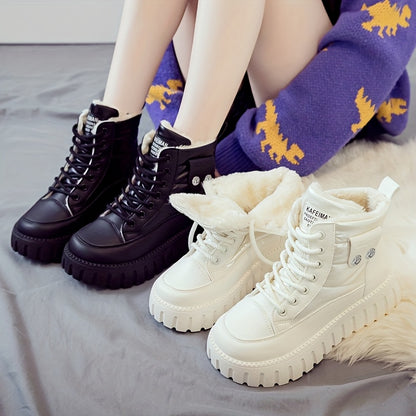 Women's Winter Boots - Thick Platform Lace-Up Ankle Boots