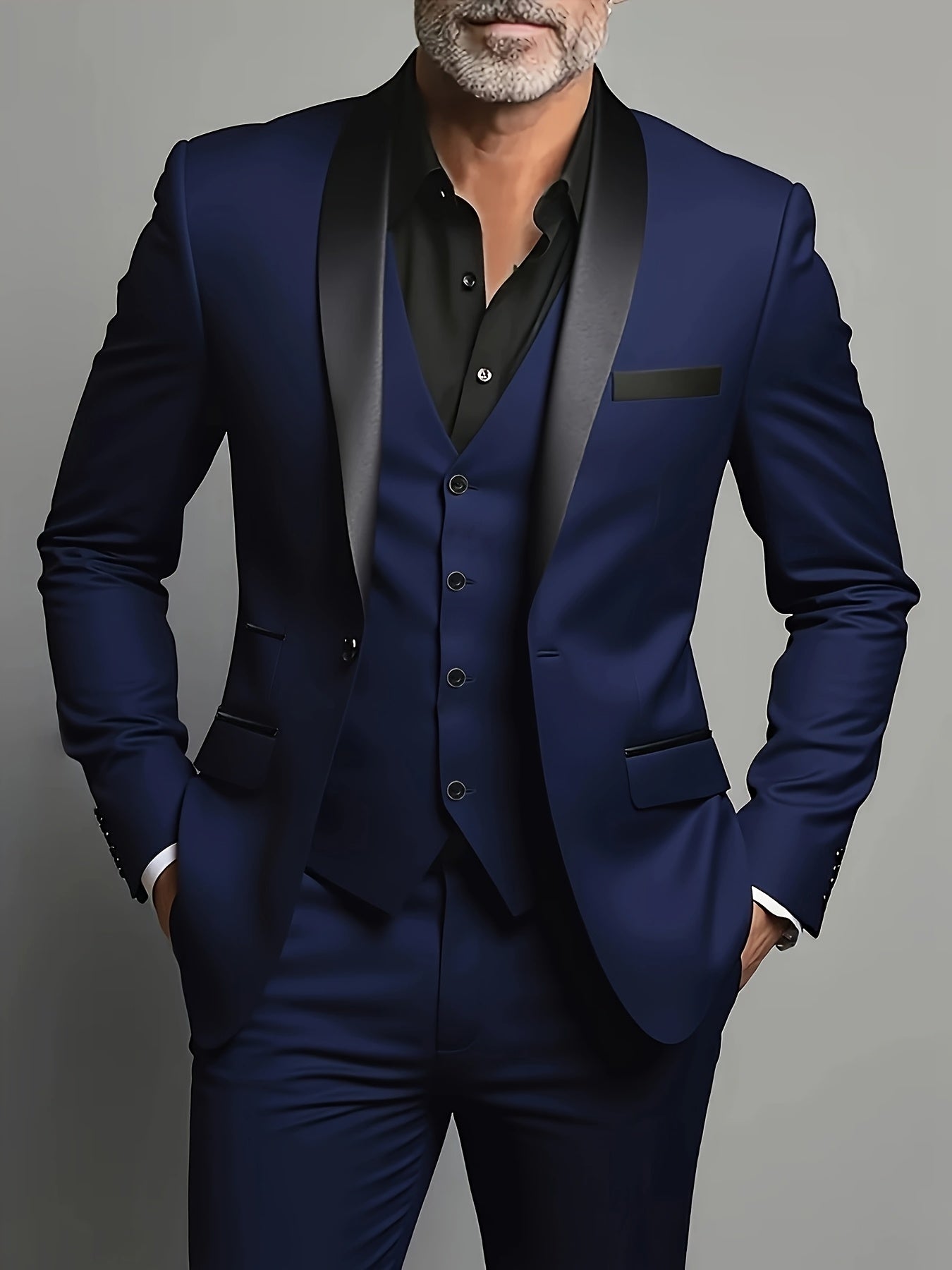 Men's 3pcs Suit Set - Blazer Vest Pants Elegant
