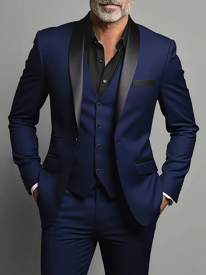 Men's 3pcs Suit Set - Blazer Vest Pants Elegant