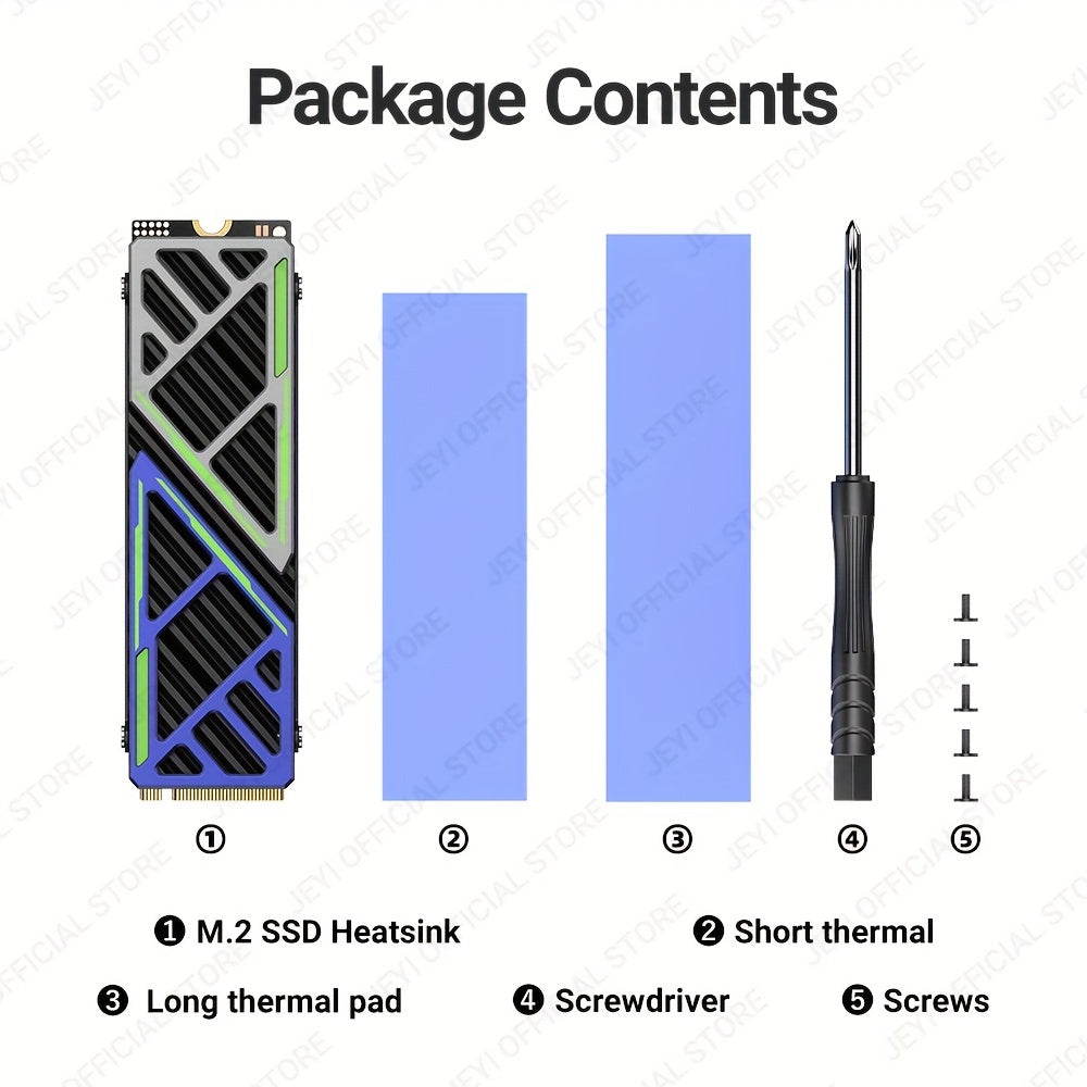 JEYI M.2 SSD Heatsink - Magnesium Aluminum Alloy Cooler 2280 NVME