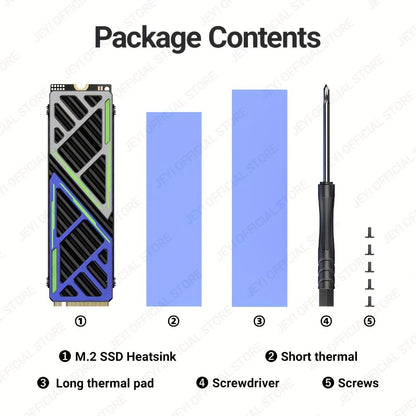 JEYI M.2 SSD Heatsink - Magnesium Aluminum Alloy Cooler 2280 NVME