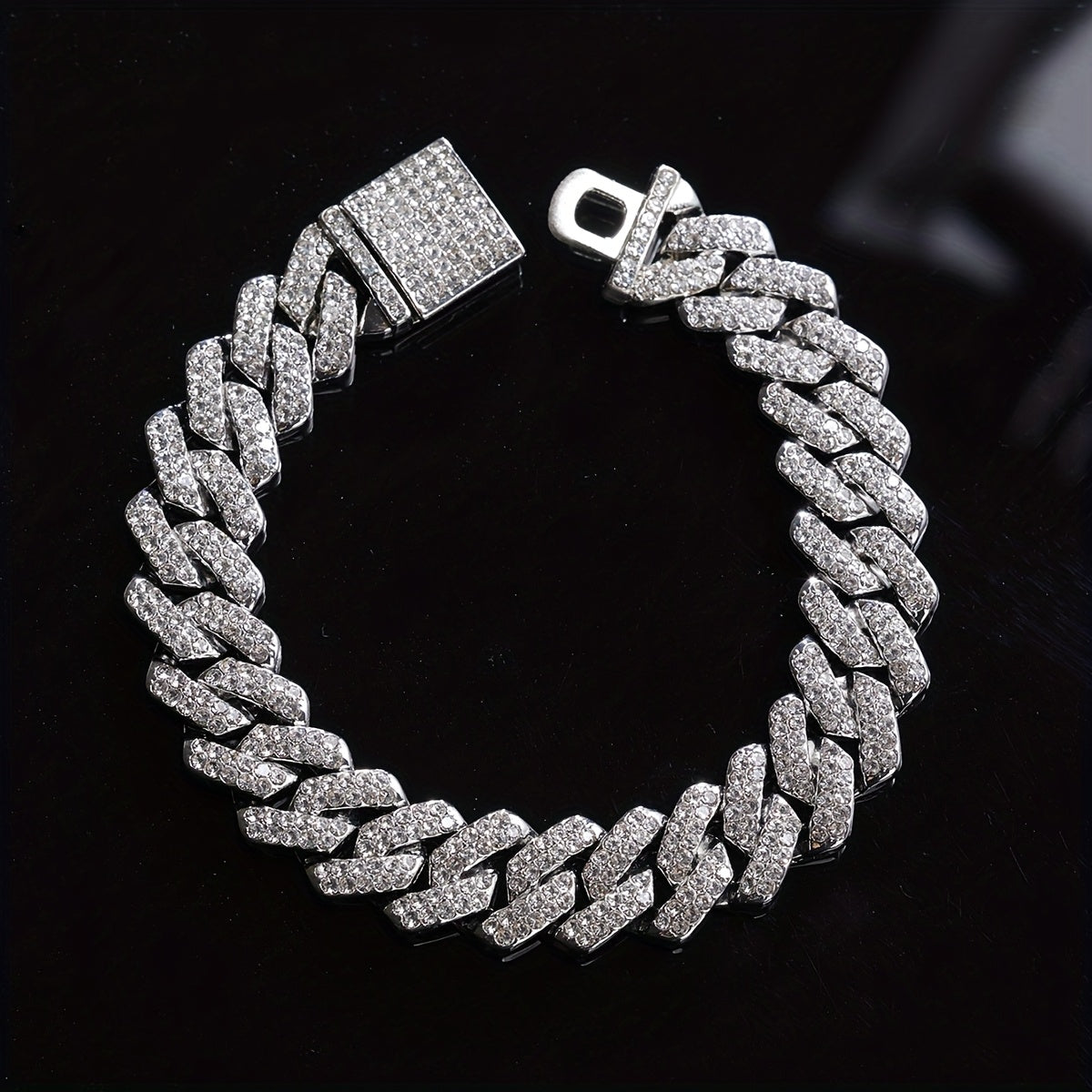 Iced Out Rhinestone Cuban Chain - Men's Hip Hop Necklace/Bracelet