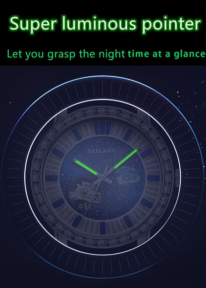 Men's Automatic Mechanical Watch - Casual Hollow Rhinestone Detail