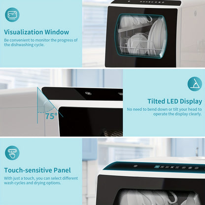 Airmsen Independent Countertop Dishwasher - 5+1 Programs 5L Tank