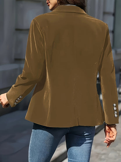 Women's Elegant Single-Breasted Blazer - Tailored Collar Long Sleeve