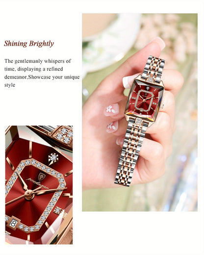 POEDAGAR Women's Luxury Watch - Waterproof Calendar Quartz Steel