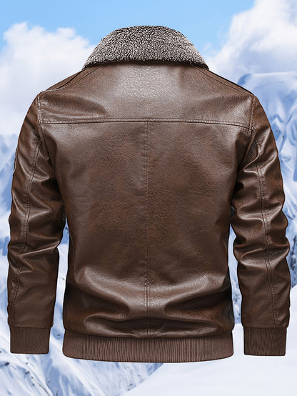 Men's Slim-Fit Fleece-Lined Biker Jacket