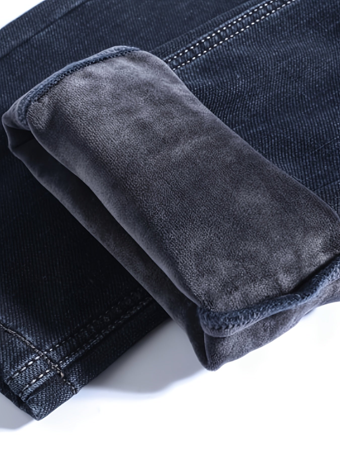 ESDVQ Men's Winter-Thickened Stretch Jeans - Warm Straight-Leg