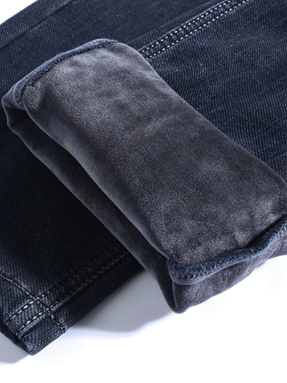 ESDVQ Men's Winter-Thickened Stretch Jeans - Warm Straight-Leg