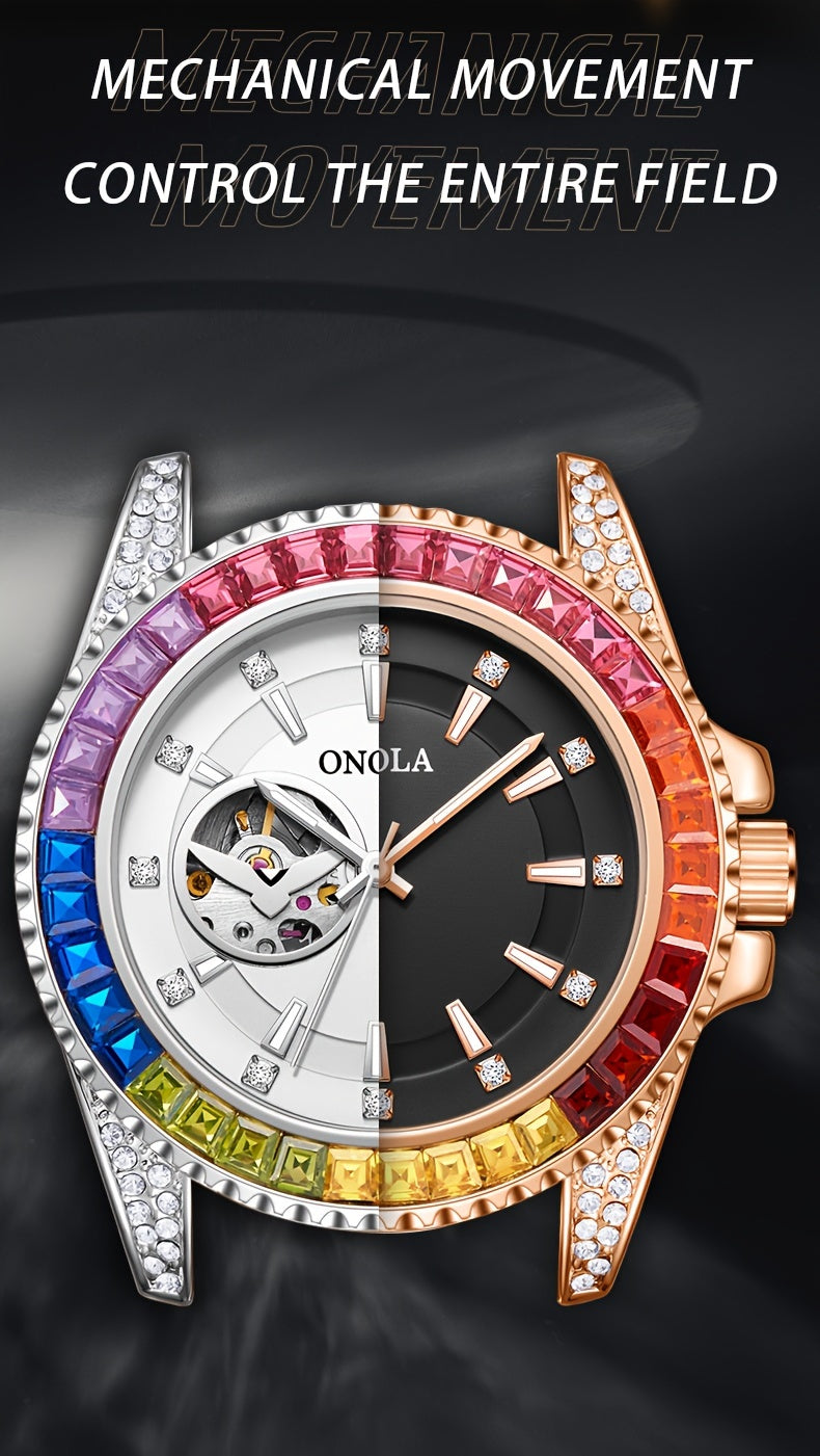 ONOLA Men's Stainless Steel Mechanical Watch - Luminous Hollow Tourbillon