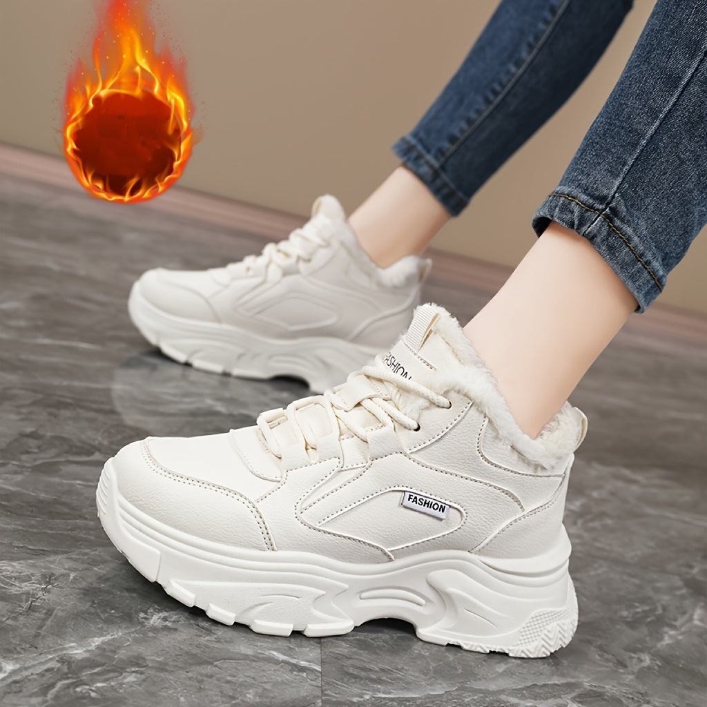 Women's Winter Warm Plush-Lined Mid-Top Sneakers