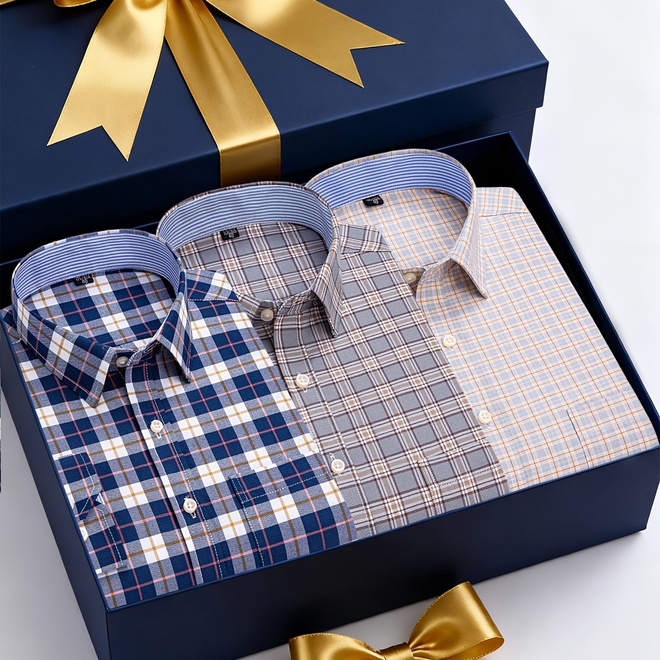 Men's 3-Pack Long Sleeve Oxford Shirts - Embroidered Chest Pockets