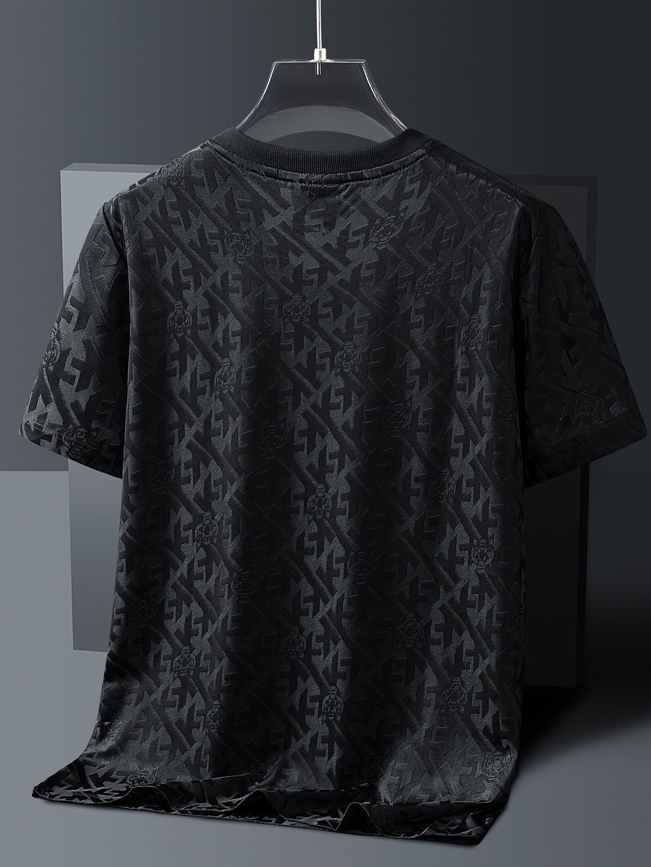 Men's Jacquard Summer Shirt - Ice Feel Round Neck