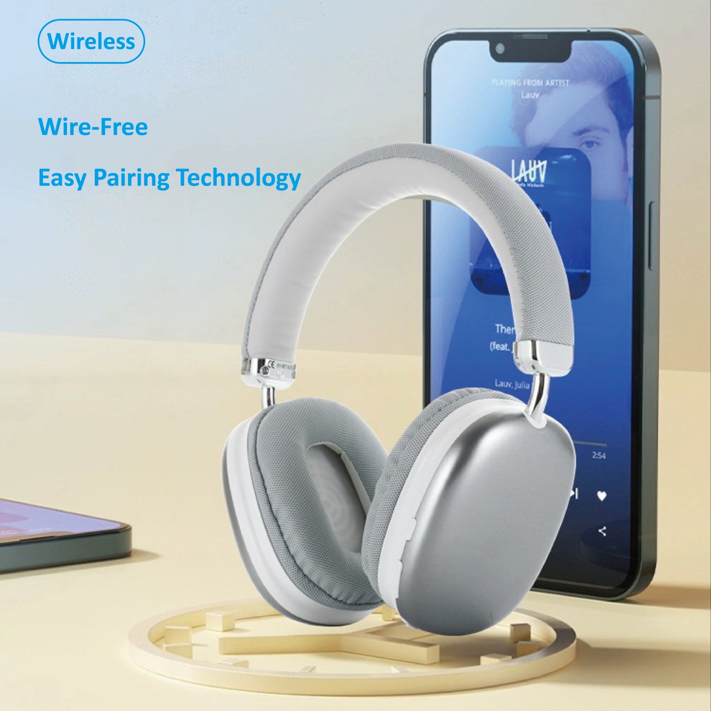 Wireless Headphones - Lightweight Foldable with Built-In Mic