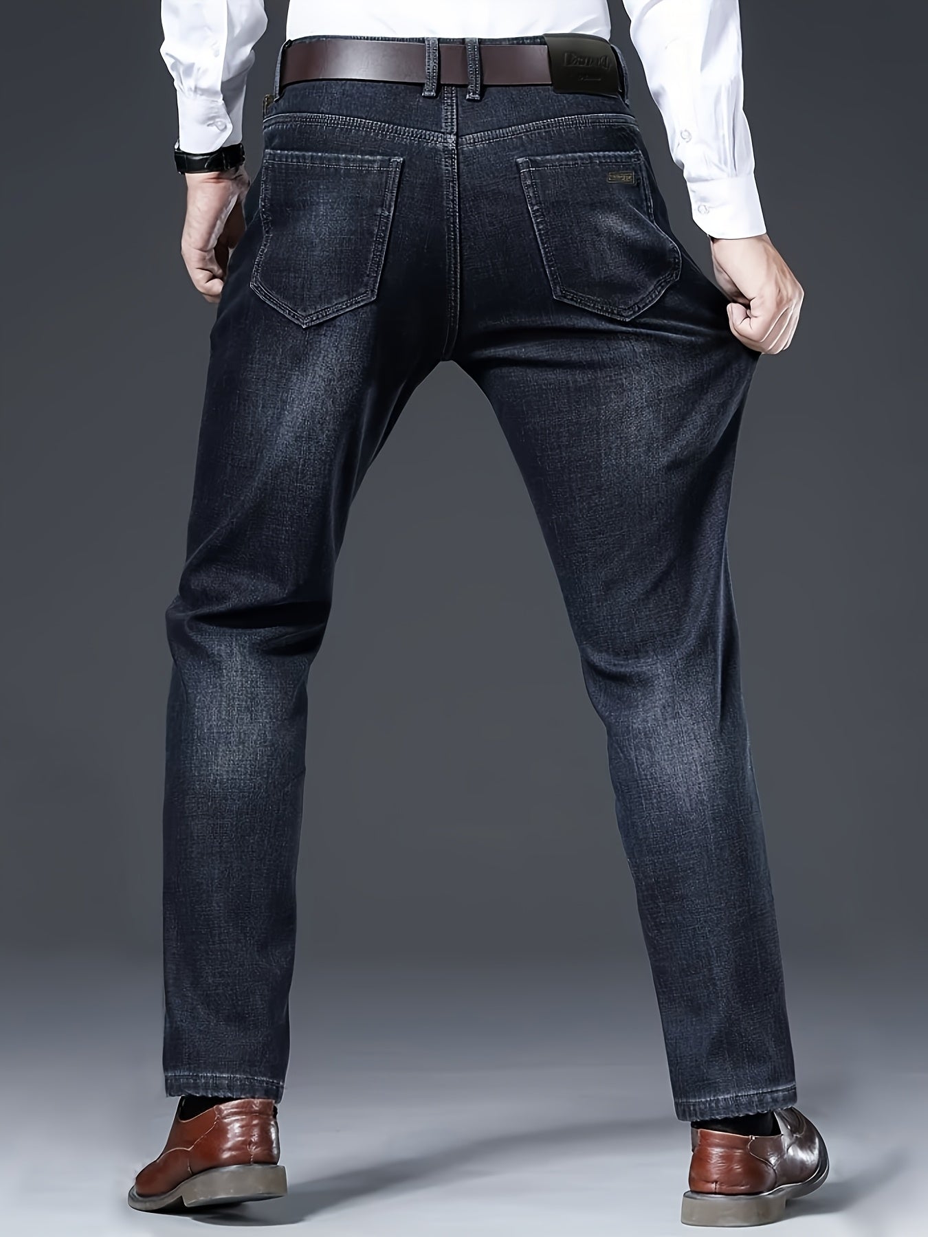 ESDVQ Men's Winter-Thickened Stretch Jeans - Warm Straight-Leg