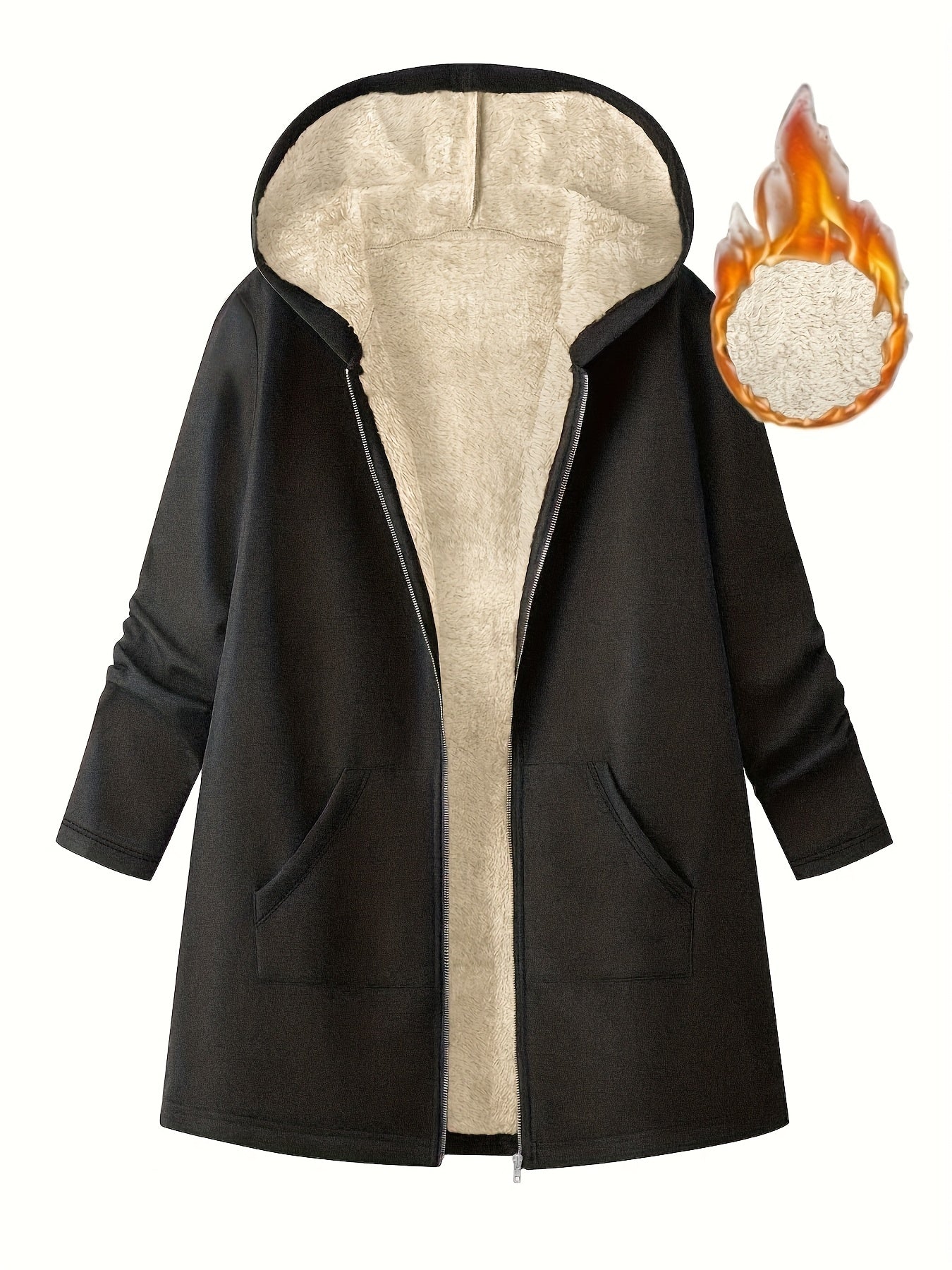 Plus Size Women's Winter Hooded Jacket - Ultra-Warm Plush Coat