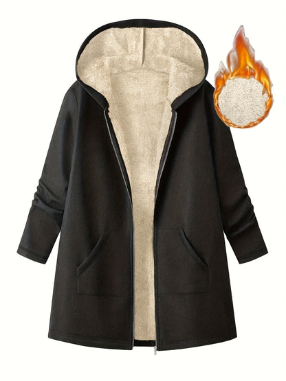 Plus Size Women's Winter Hooded Jacket - Ultra-Warm Plush Coat
