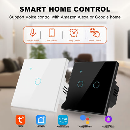 WiFi Smart Light Switch 1/2/3/4 Gang - Touchscreen Alexa Google