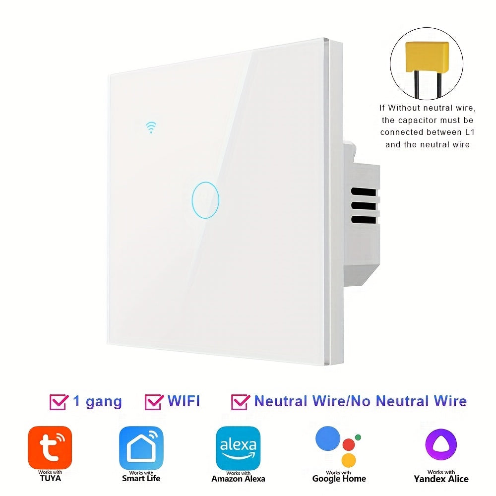 WiFi Smart Light Switch 1/2/3/4 Gang - Touchscreen Alexa Google