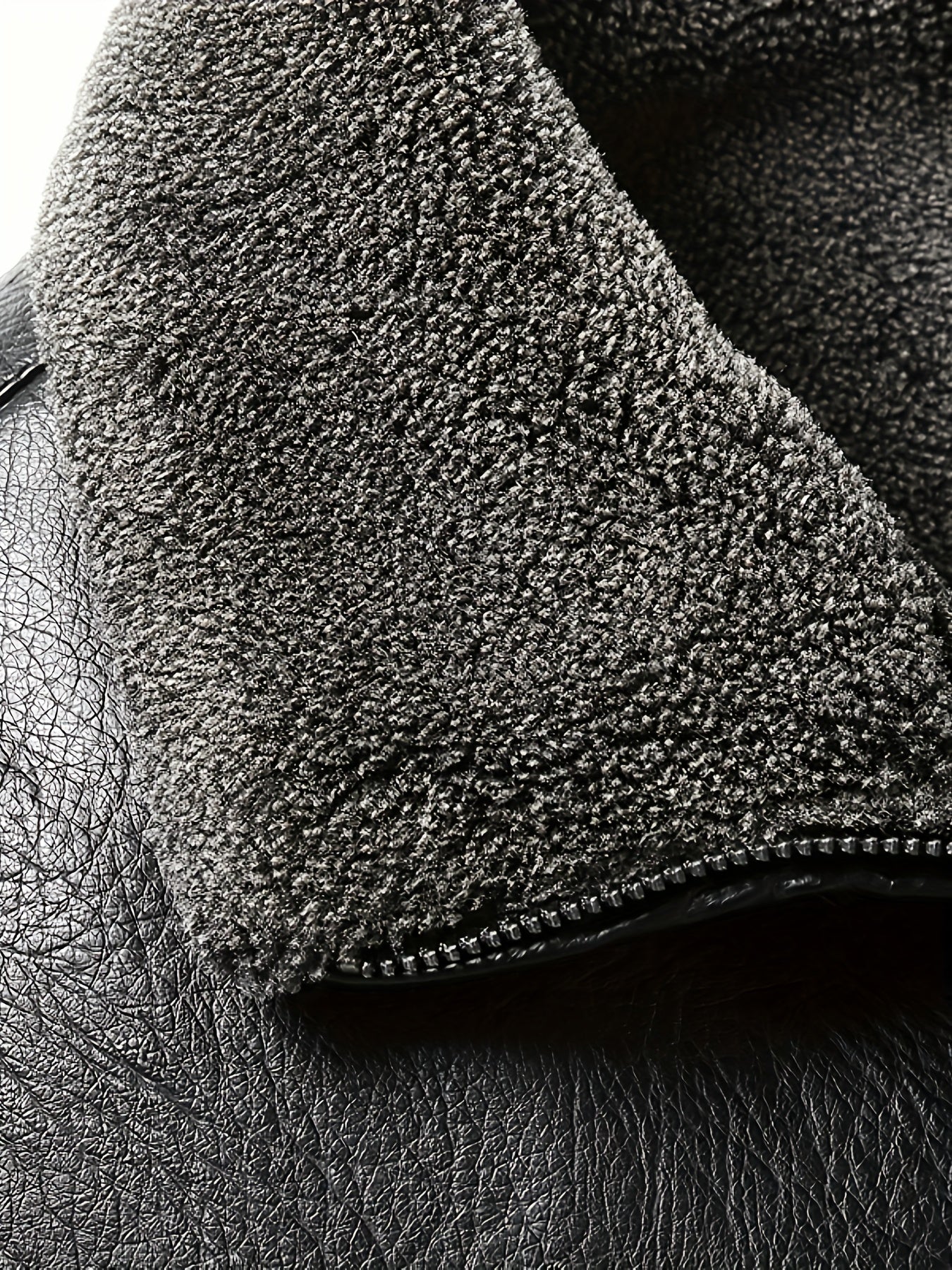 Men's Winter Thickened Bomber Jacket - Windproof Lapel PU