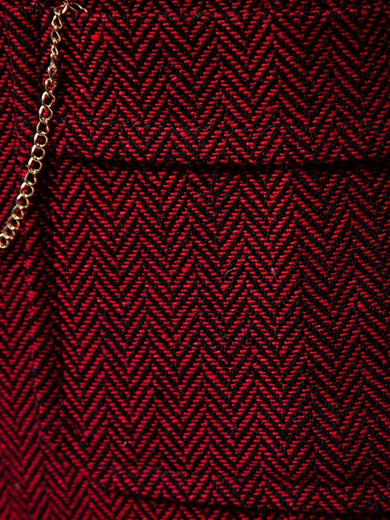 Men's Herringbone Tweed Vest - Single-Breasted Chain Detail Brown