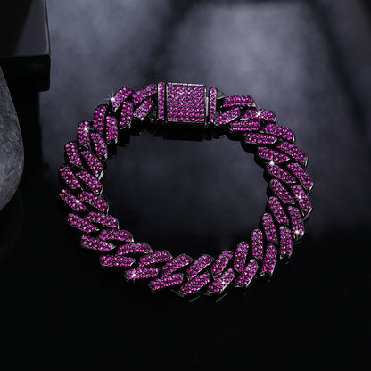 Iced Out Rhinestone Cuban Chain - Men's Hip Hop Necklace/Bracelet