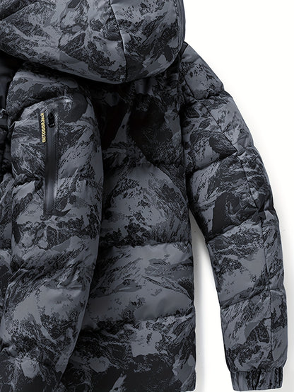 Men's Winter Heavy-Duty Camo Jacket - Hooded Parka Coat