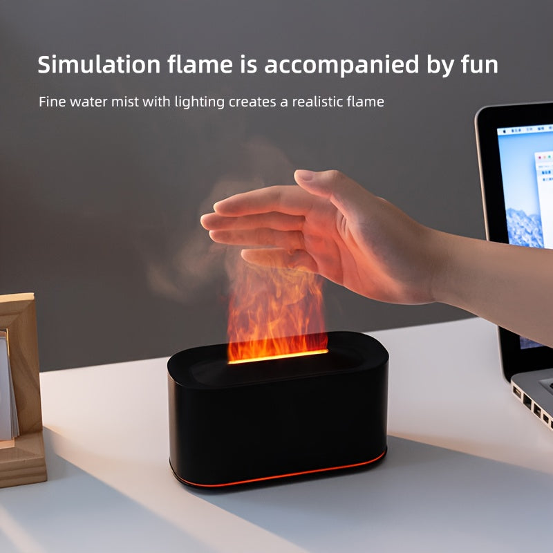 USB Flame Aroma Diffuser - Essential Oil Humidifier with Nightlight