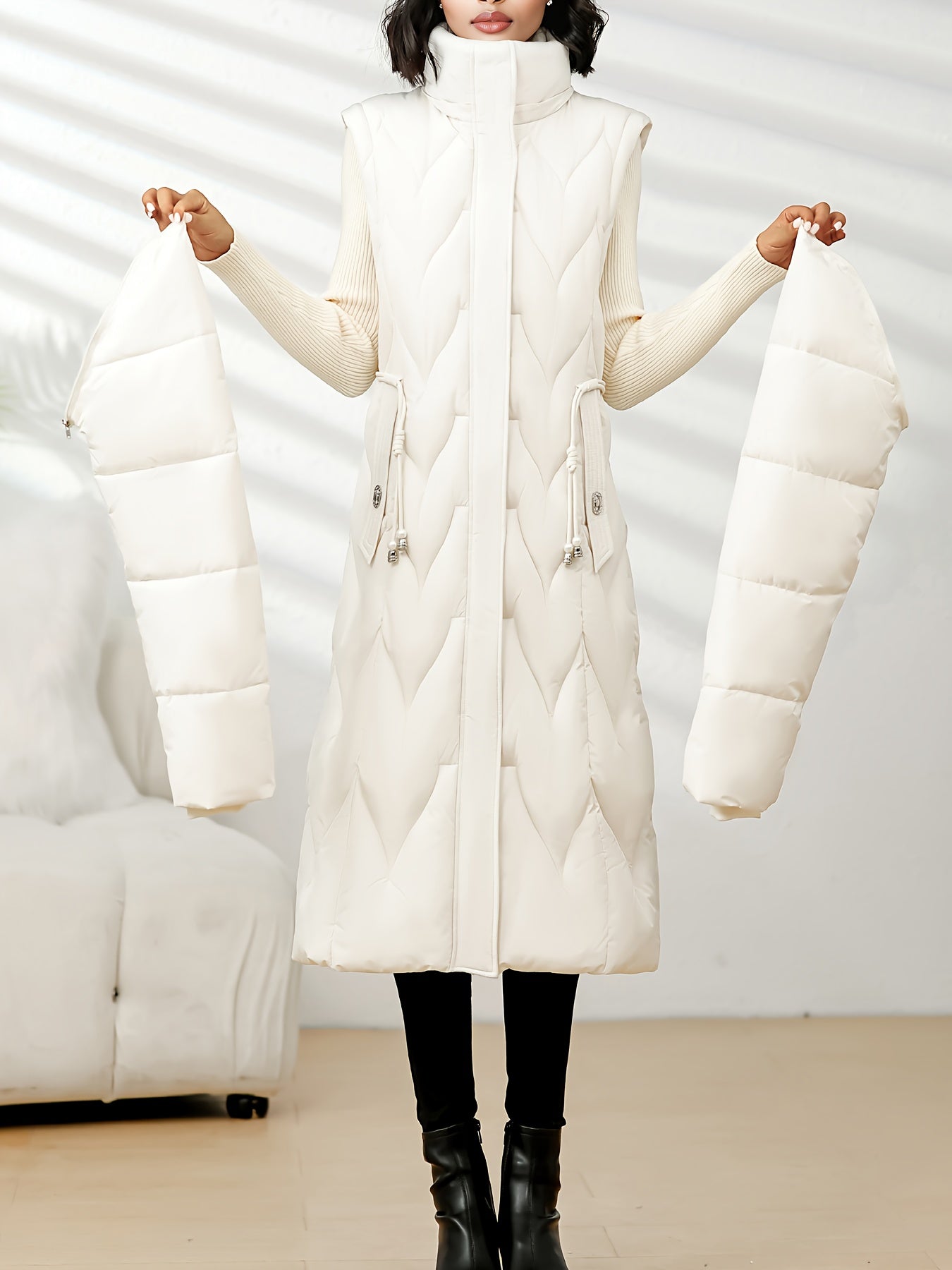 Damenmantel in Übergröße, knielang, neue Wintermode, schmal geschnitten, mit Kapuze und dickem Futter, Winterjacke für Damen in Übergröße, leichte Wintermäntel für Damen mit Taschen, Jacke für Damen in Übergröße