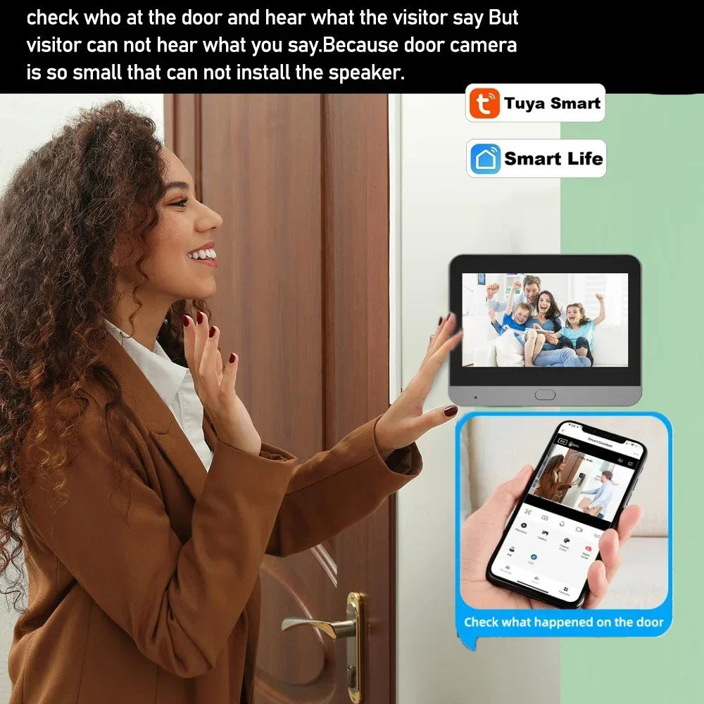 Devoccvo Tuya Smart 3MP Door Peephole Camera - WiFi Visual Screen