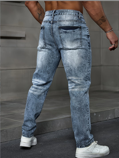 Men's Fashion Casual Stretch Denim Jeans - Light Blue Flake