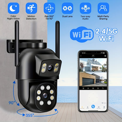 ZHXINSD Wireless Smart Security Camera - PTZ 355° AI 1920p Dual Lens