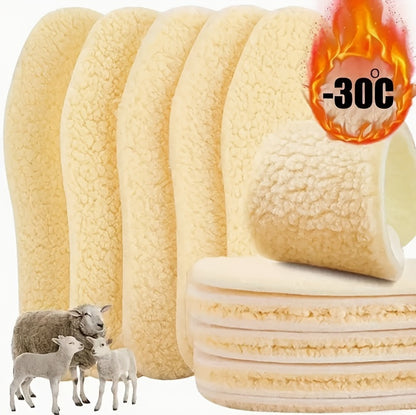 4pcs Winter Alpaca Wool Insoles - Warm Plush Thickening Unisex