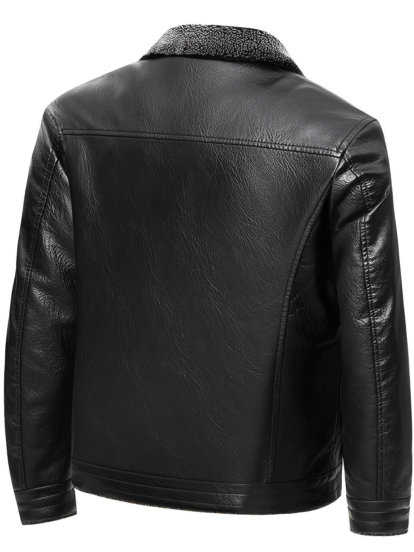 Men's Winter Thickened Bomber Jacket - Windproof Lapel PU