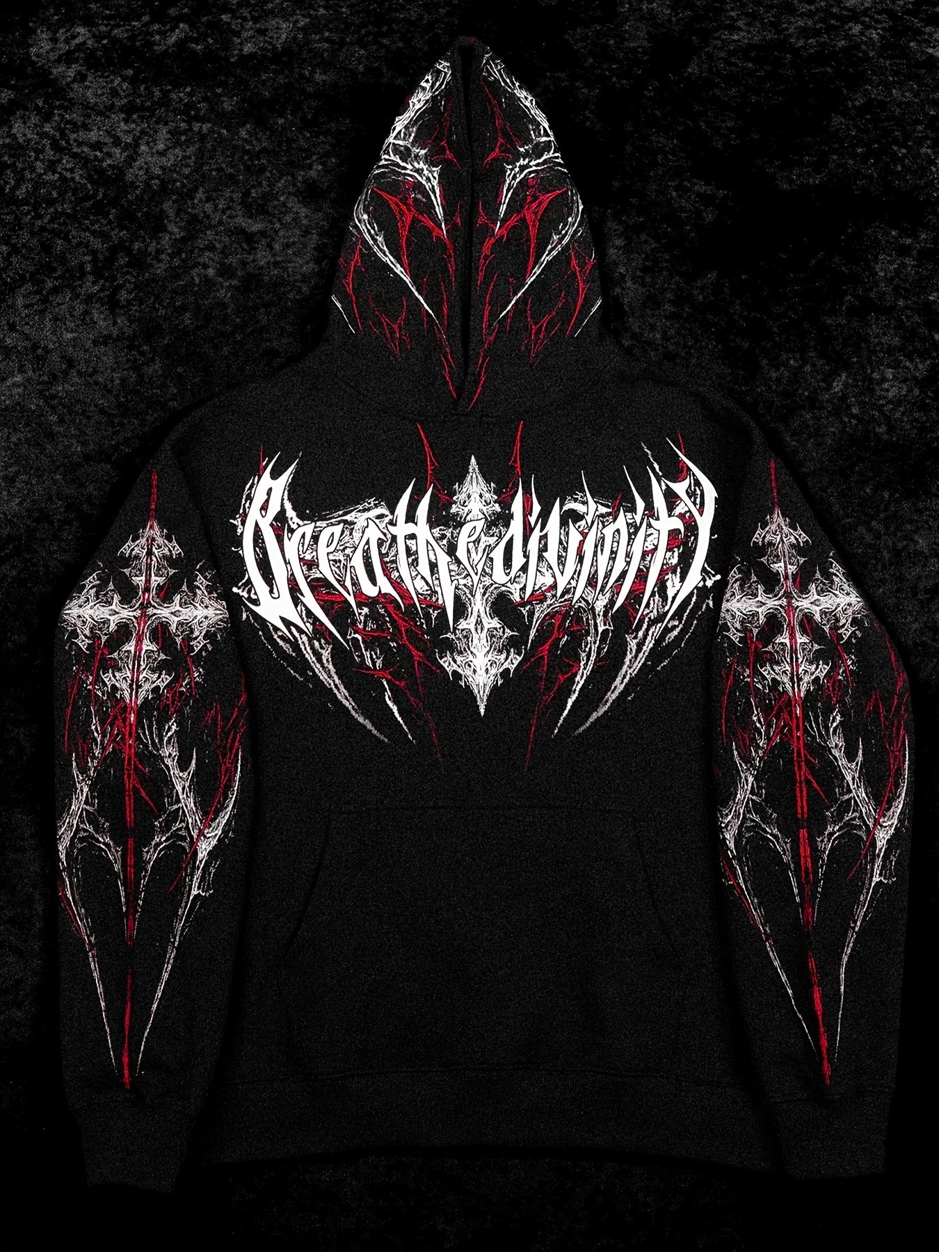 Men's Gothic Letter Print Zip Hoodie - Full-Zip with Pockets
