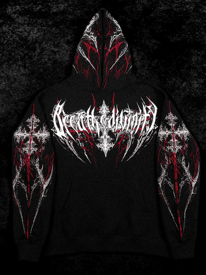Men's Gothic Letter Print Zip Hoodie - Full-Zip with Pockets