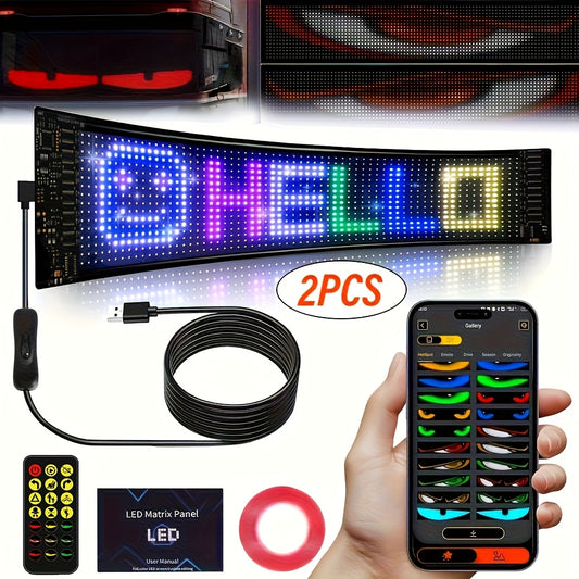 LiHangStar 2pcs Programmable LED Sign 59.5x12cm - USB App-Controlled