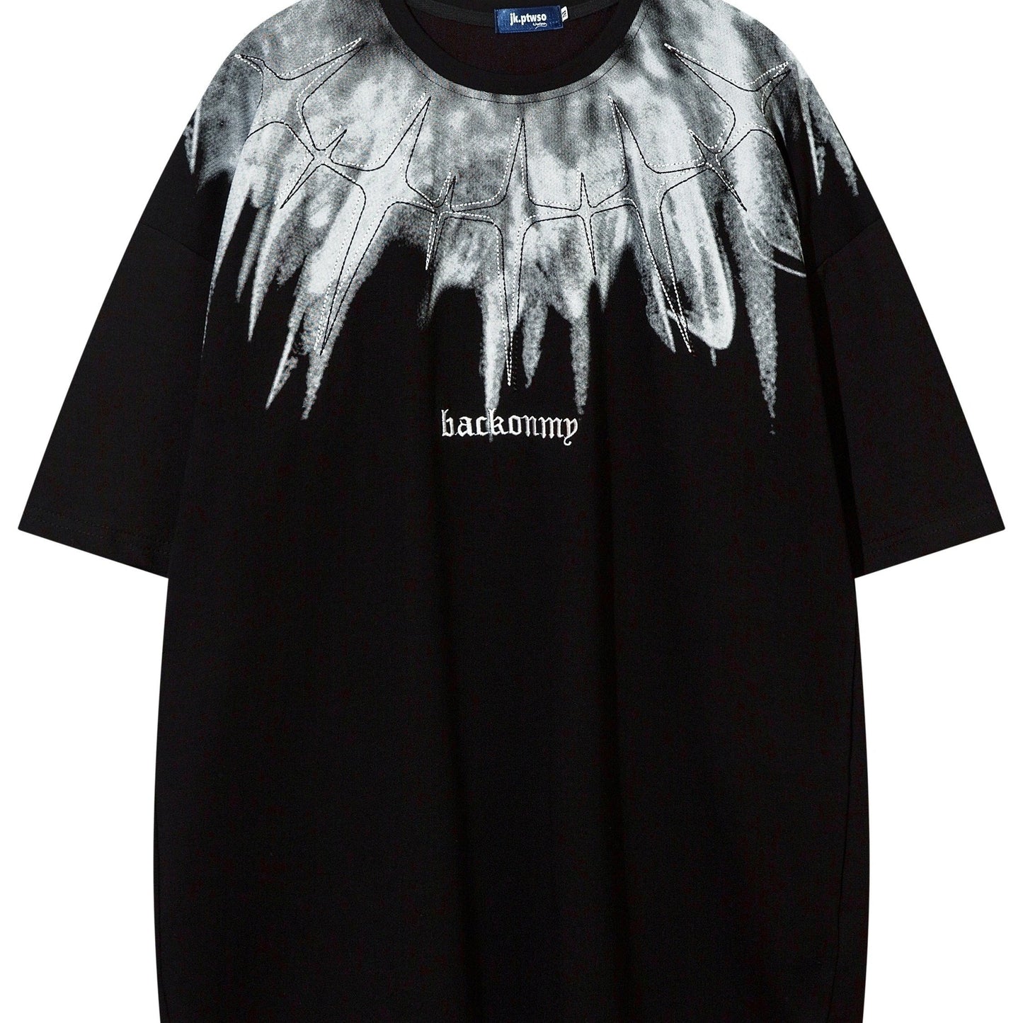 Relaxed T-Shirt - Geometric Print Cotton Blend