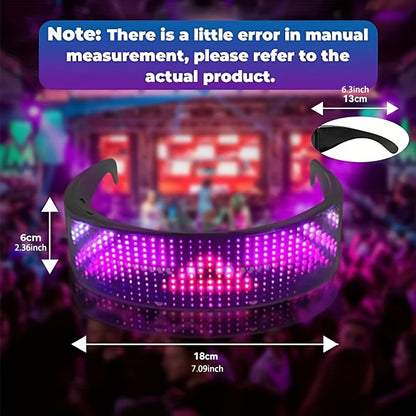 Full-Color LED Glasses - App Control Programmable for Raves & Parties