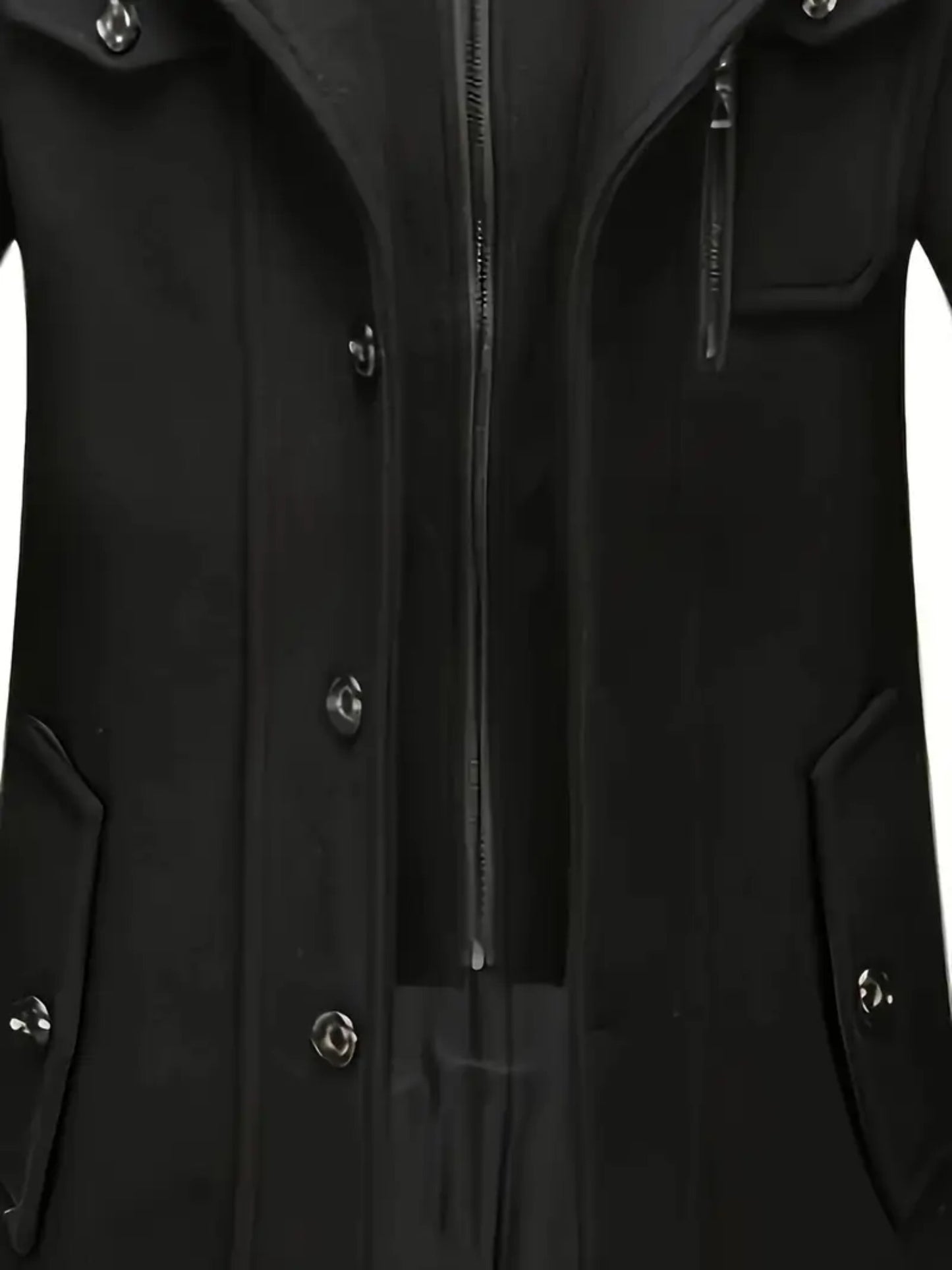 Men's Business Wool Coat - Double Collar Mid-Length