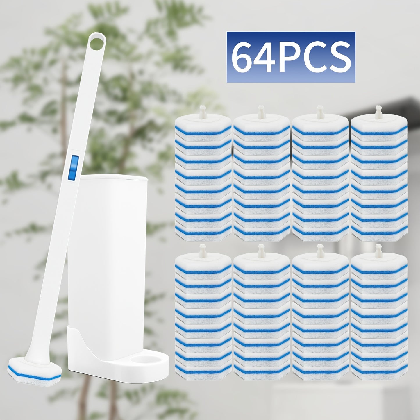 Disposable Toilet Brush Set 60/64pcs - Sponge Complete Tools